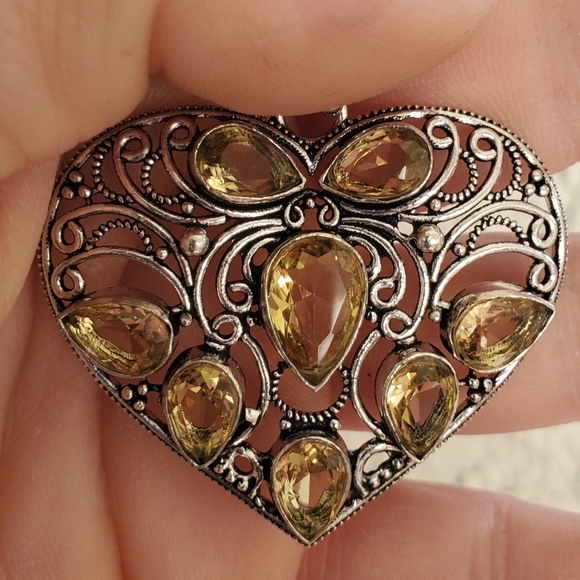 New Citrine 925 Silver Heart Pendant. - Picture 13 of 13